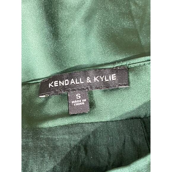 KENDALL & KYLIE Women's Green Satin Drawstring Slit-Hem Mini Skirt SZ S - Picture 10 of 11